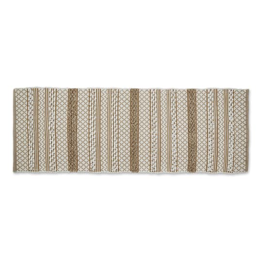 Stone and White Hand-Loomed Paper Chindi Runner 2.25ft. x 6ft.